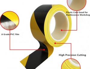 Cheap price China Double Color PVC Caution Tape with Strong Adhesive for Floor Warning (76mm*20m/30m)